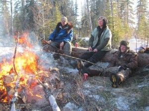 A welcome fire on a frigid day on Hudson Bay. A welcome fire on the sea ice