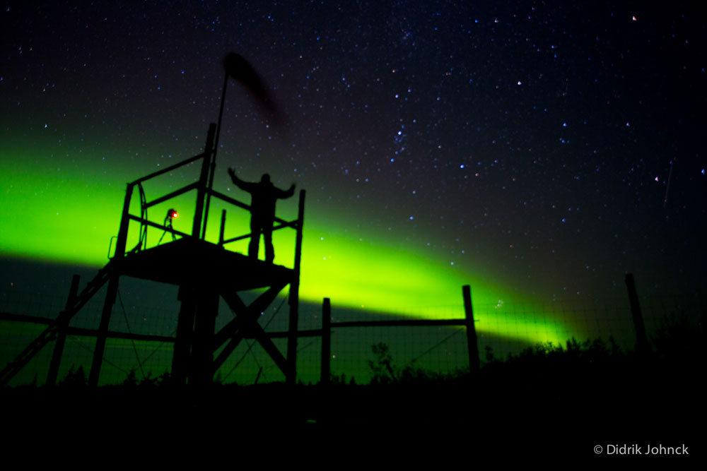 Aurora Borealis above the viewing tower at Nanuk.