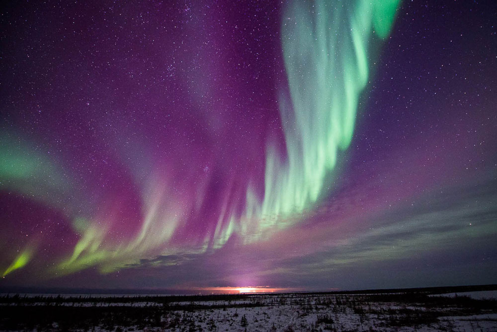 Northern lights at Dymond Lake Ecolodge. Photo courtesy of Raja Banerjee.