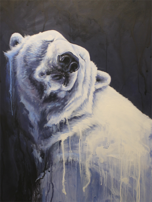 Greta the Polar Bear. "Enjoying the sunbeam, her grace and poise so elegant and glamorous. I could almost feel the warmth of the sun coming off her coat as she melted into the rock day bed." ~ Kal Barteski