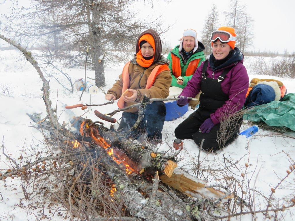 Wiener roast on the Hudson Bay coast. (L to R) Adam Reimer, Riley Friesen, Allison Reimer.